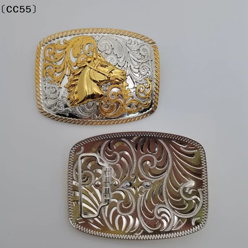 Western Cowboy Zinc Alloy Belt Buckle – Retro Floral Unisex Belt Buckle Qst