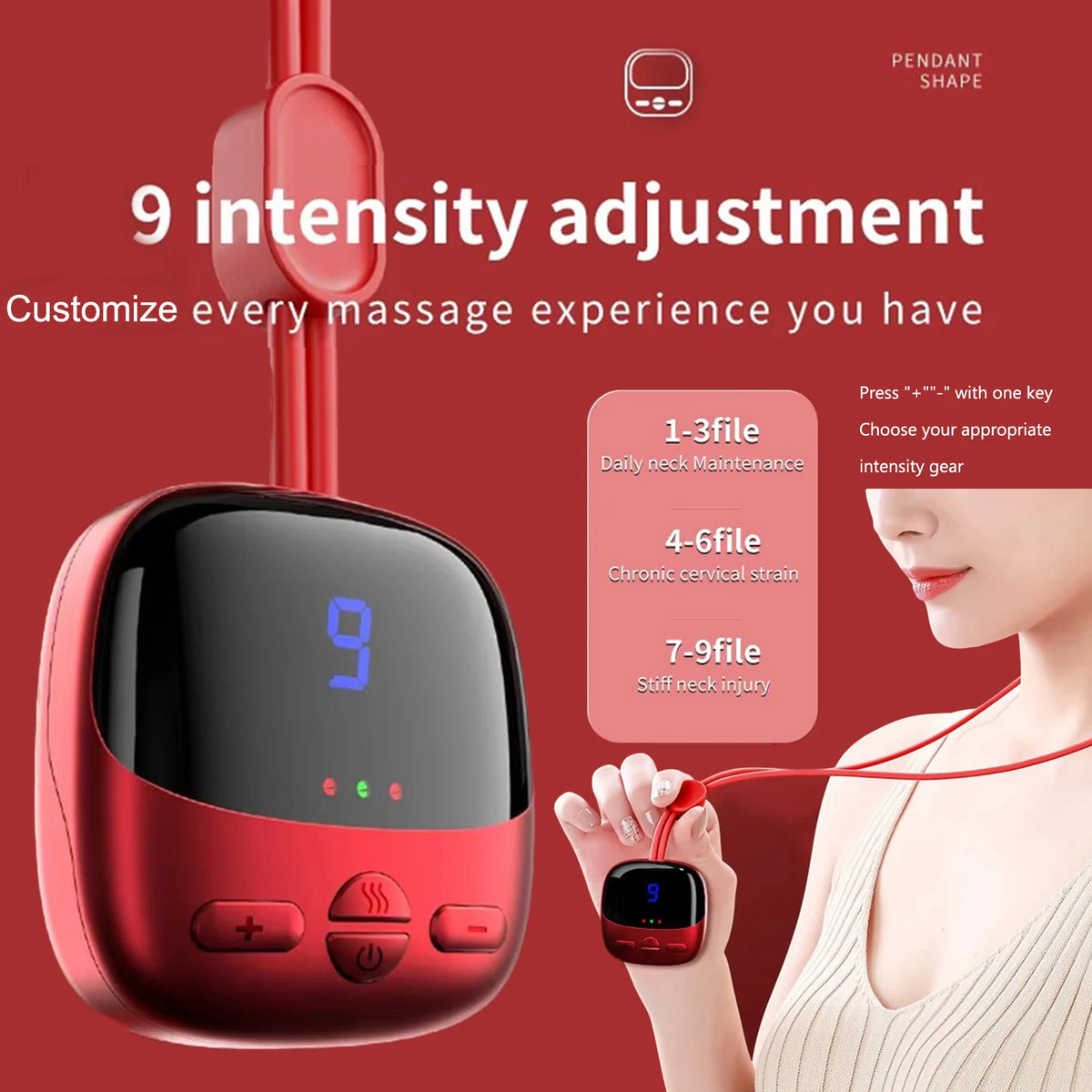 Vilnason Mini Hanging Neck Massager – Heat, 4 Modes, 9 Speeds Neck Massager Qst