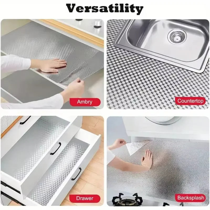 Silver Self-Adhesive Waterproof Heat-Resistant Wallpaper Sticker Peel & Stick Wallpaper Qme