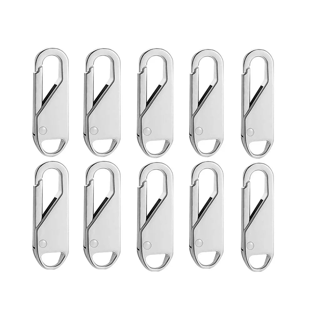Universal Metal Zipper Puller Repair Kit – DIY Slider 10 Pcs Zipper Repair Kit Qme Silvery 10PCS