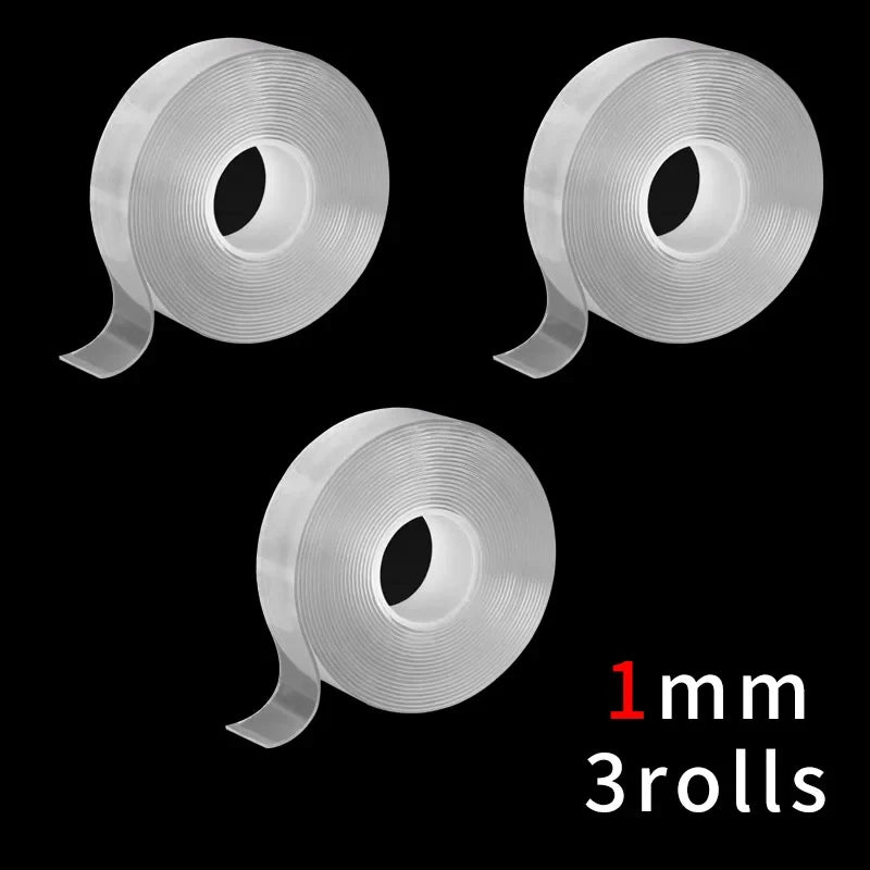 Ultra-Thick Nano Tape – Transparent, Traceless & Waterproof Double-Sided Nano Tape Qme 1mm-3rolls 5M 40mm