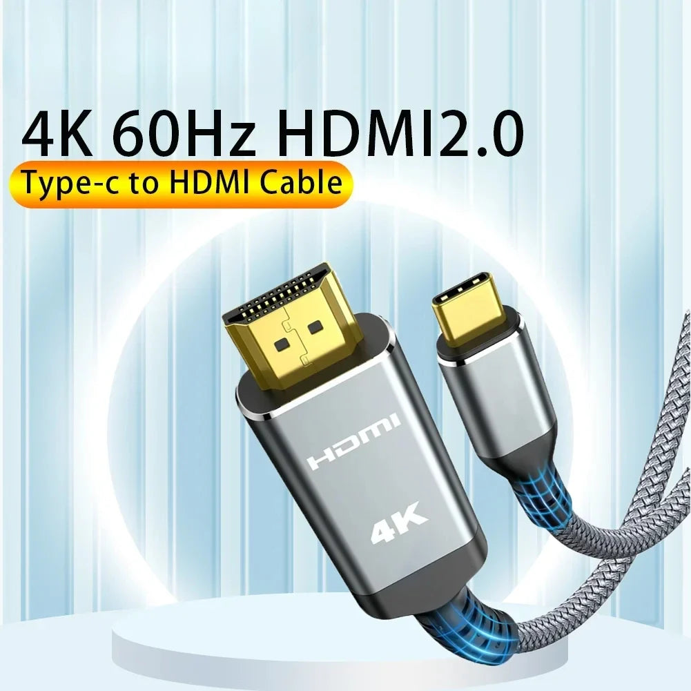 USB-C to HDMI 2.0 Cable 4K 60Hz | Thunderbolt 3 & 4 USB-C HDMI Cable Qme