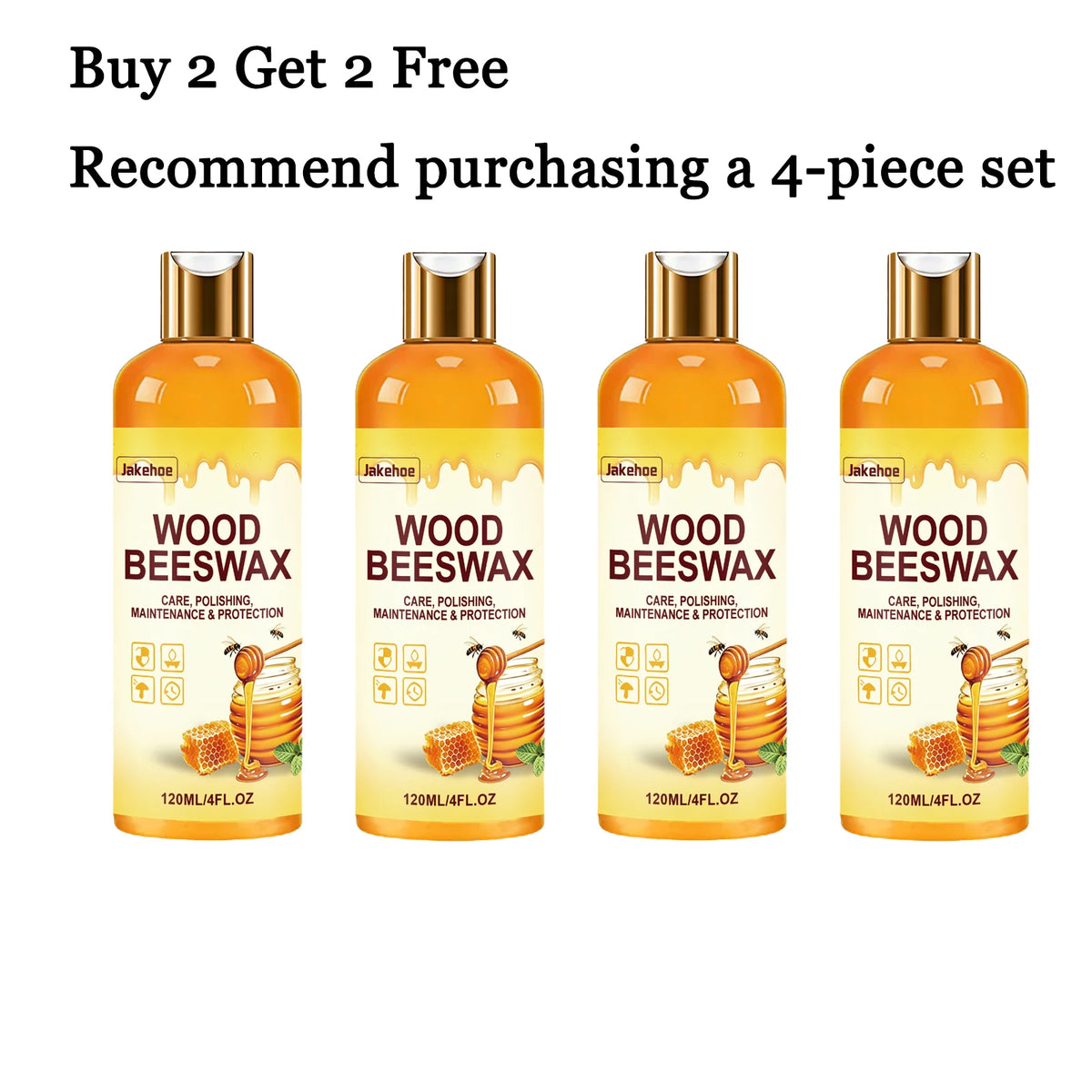 Natural Beeswax Wood Polish & Furniture Care 120ml | JAKEHOE Furniture Polish Wax Qst 4 pcs