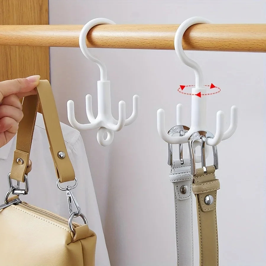 Rotating Clothes Hook Punch-Free 4-Claw Coat & Scarf Hanger Rotating Wall Hook Qme