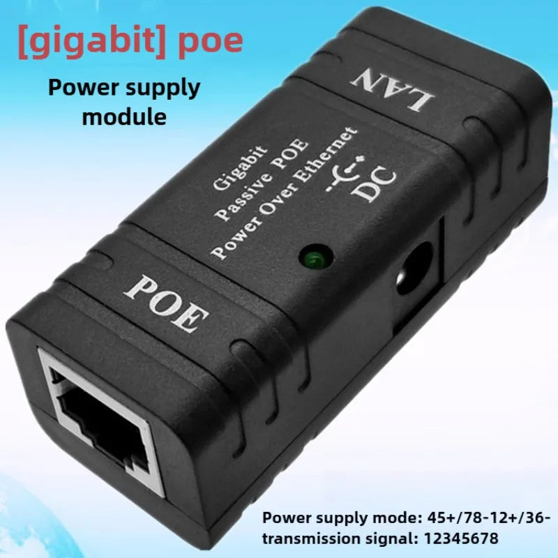 Gigabit Passive PoE Injector 1000Mbps 12-52V Ethernet Adapter PoE Injector Qme