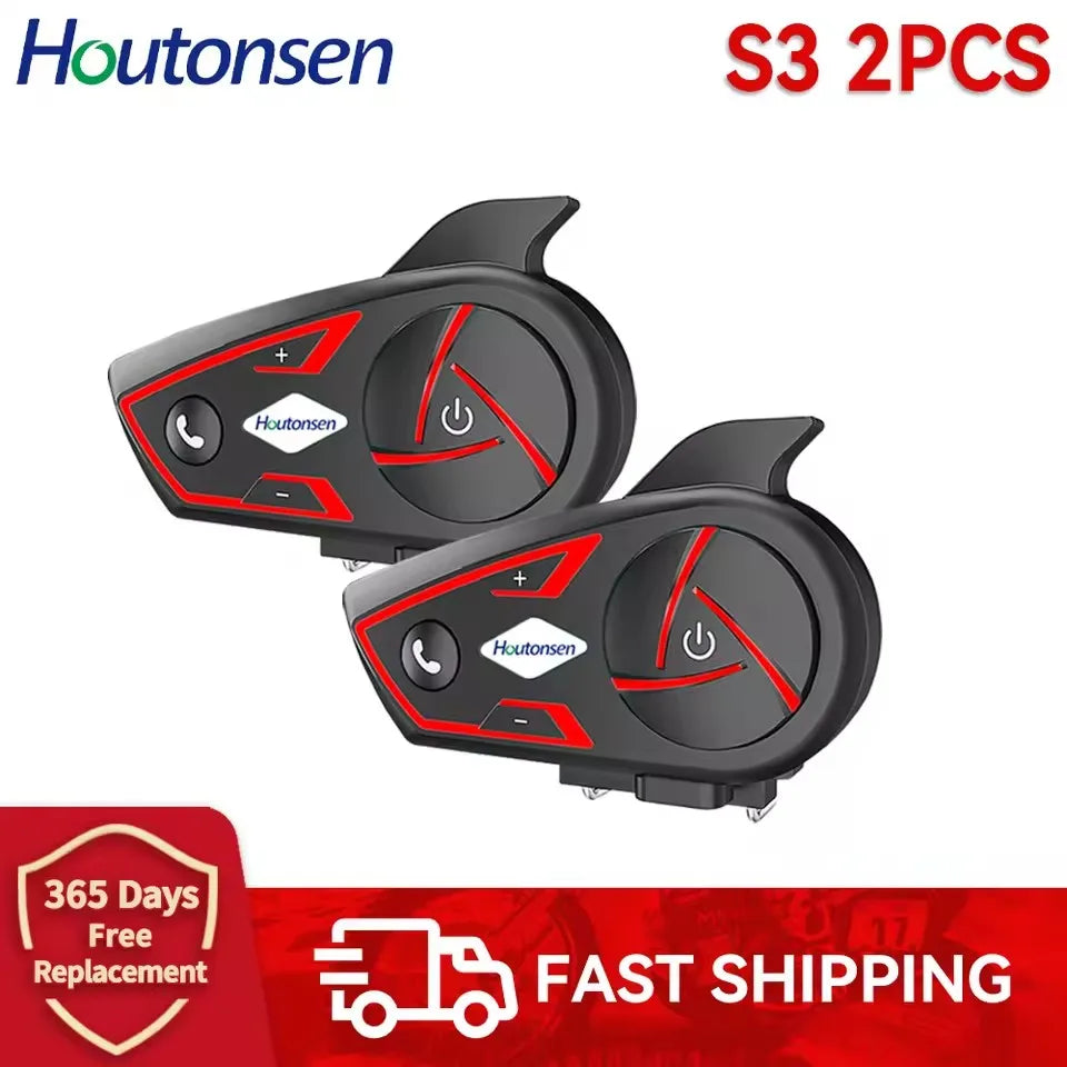 EJEAS S3 Motorcycle Helmet Bluetooth Intercom – IP67, 2 Riders Helmet Intercom Qst 2 PCS
