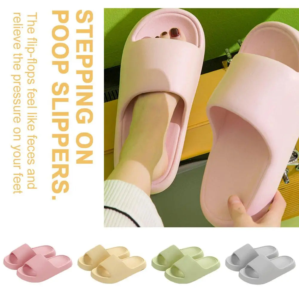 Unisex Cloud Cushion Bathroom Slippers Summer Flat Slides Bathroom Slippers Qme