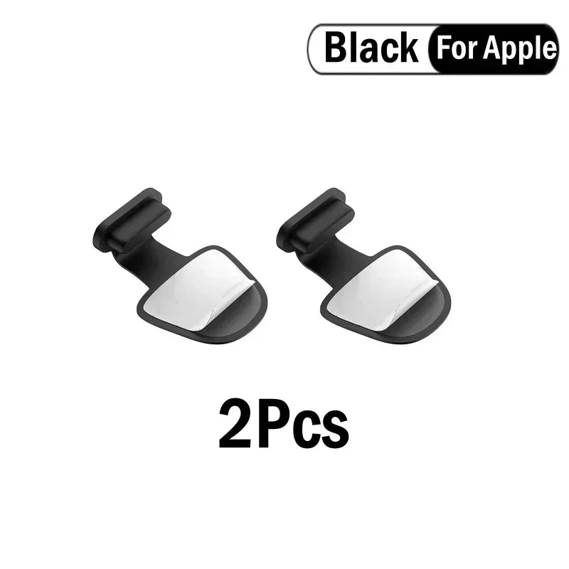 USB Type-C & iPhone Dust Plugs | Charging Port Protectors Port Dust Plugs Qme 2Pcs-Black-ios