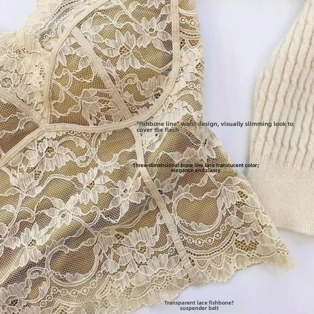 Mesh Floral Lace Crop Camisole – Slim Summer Vest for Women Lace Crop Camisole Qme