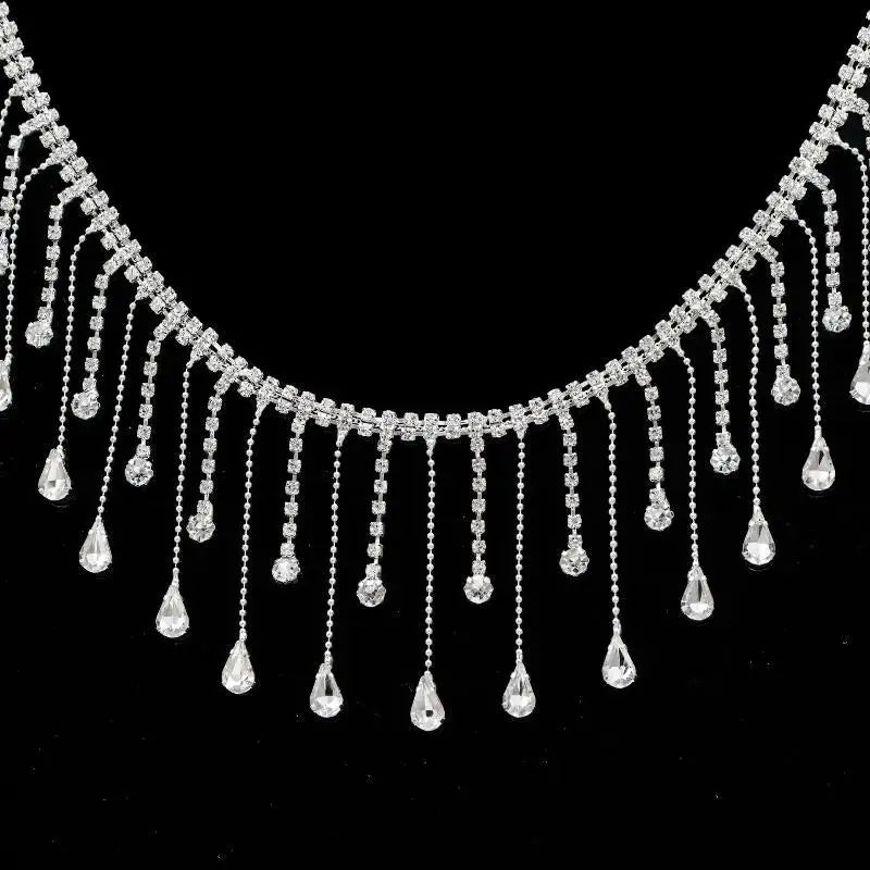 Rhinestone Fringe Trim Crystal Tassel Chain – DIY Sewing Rhinestone Fringe Trim Qst C