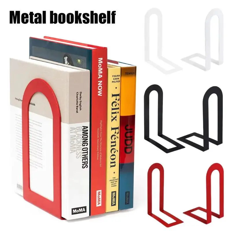 Heavy Duty L-Shaped Iron Bookends – Space-Saving, 1 Pair Iron Bookends Qme