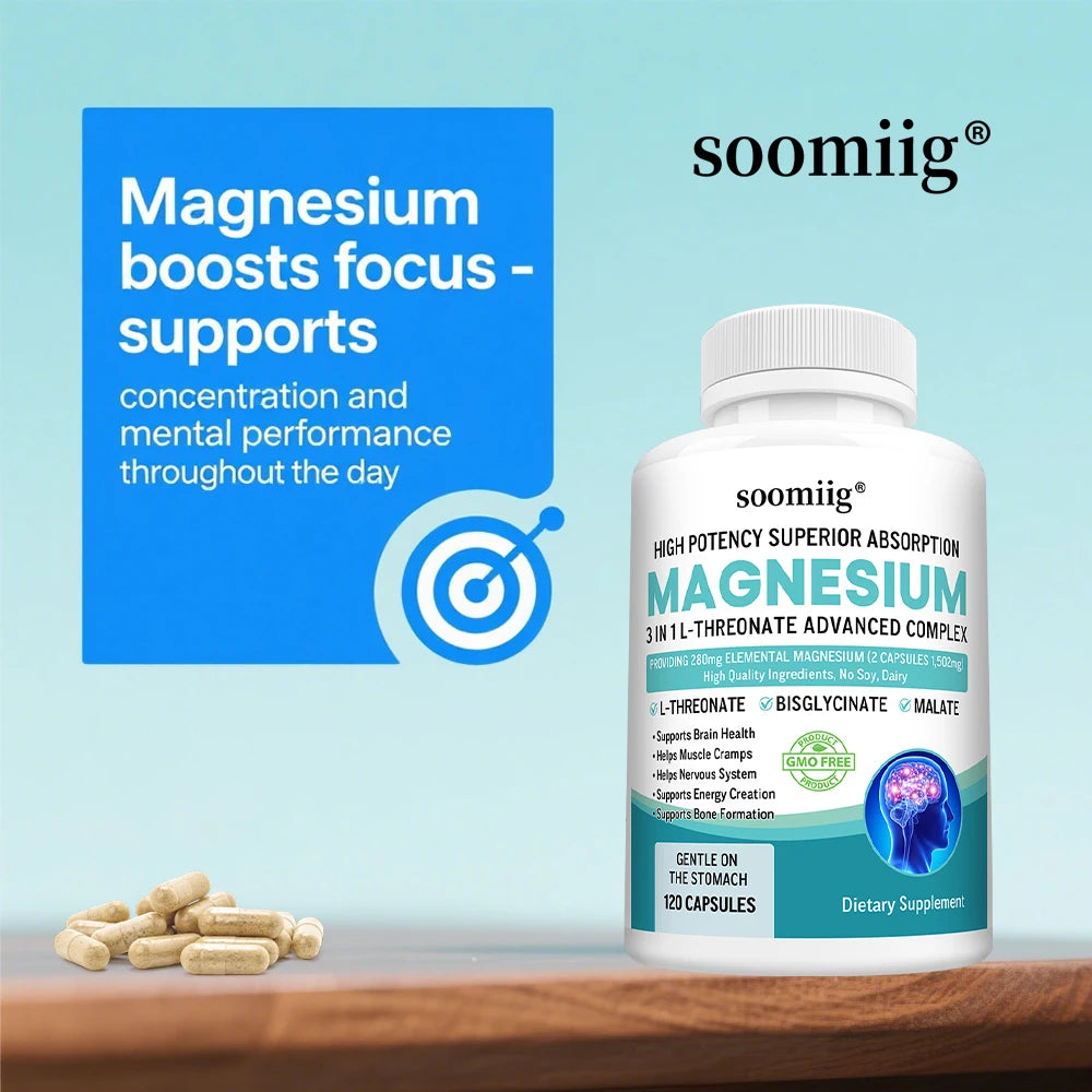 3-in-1 Magnesium L-Threonate, Glycinate & Malate Capsules Magnesium Supplement Qst