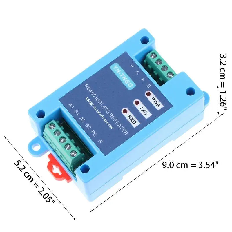 2-Channel RS485 Isolation Repeater Hub 12–36V Anti-Interference RS485 Repeater Hub Qme