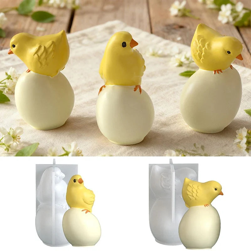 Easter Chicken & Egg Silicone Molds for Plaster Resin Crafts Silicone Craft Mold Qme