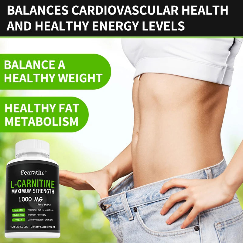 Fearathe 1000mg L-Carnitine Capsules – Energy & Focus L-Carnitine Supplement Qst