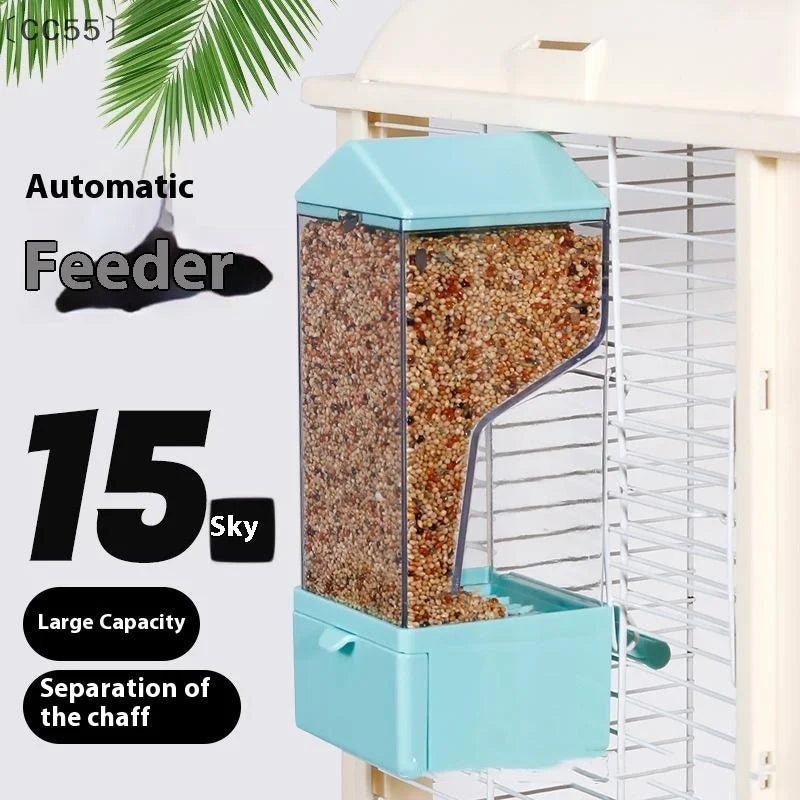 Large Capacity Parrot Automatic Feeder – Anti-Splash Cage Automatic Bird Feeder Qst