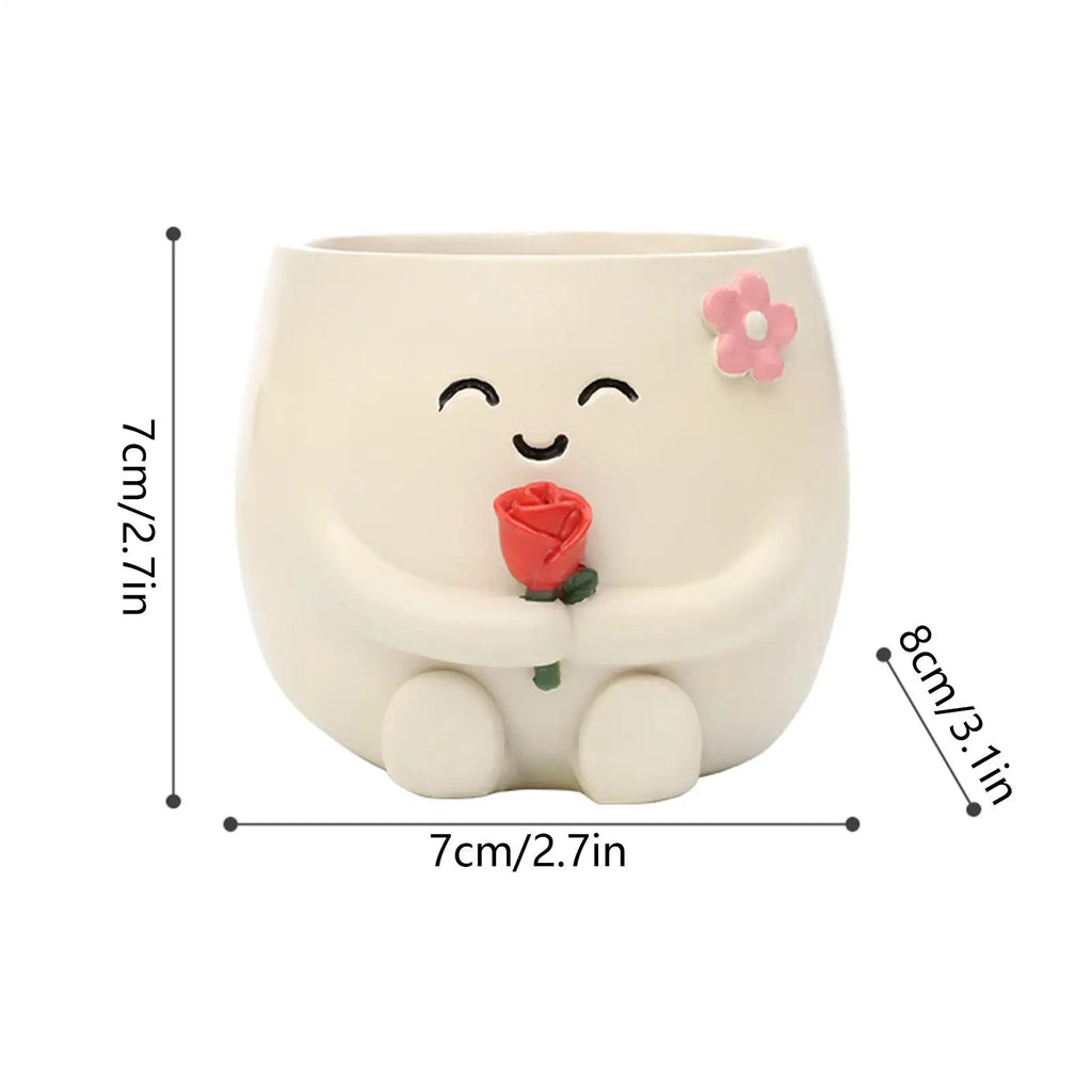 Cute Resin Plant Pots with Drainage – Indoor & Outdoor Use Decorative Planter Pot Qme