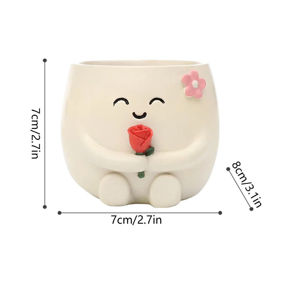 Cute Resin Plant Pots with Drainage – Indoor & Outdoor Use Decorative Planter Pot Qme