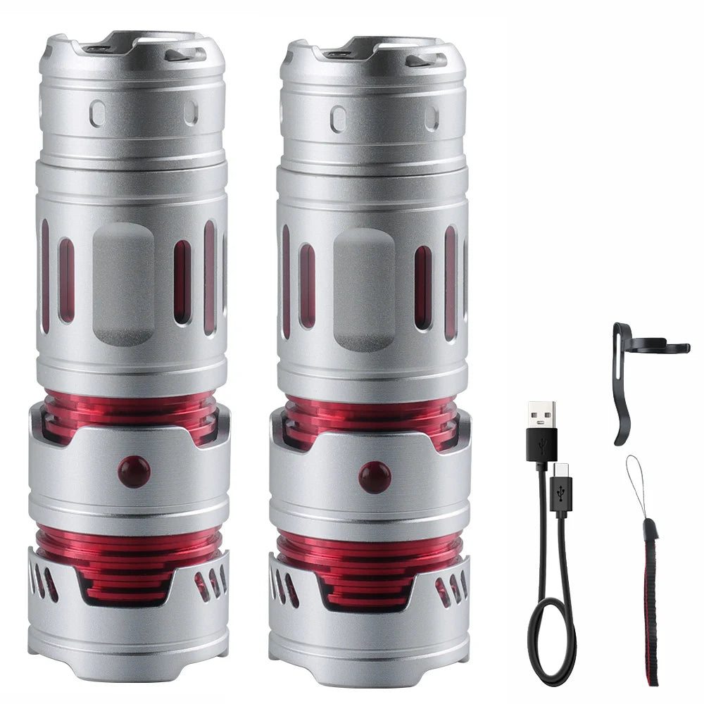 BORUIT Gyro EDC LED Flashlight Type-C Rechargeable | Camping EDC LED Flashlight Qst 2pc