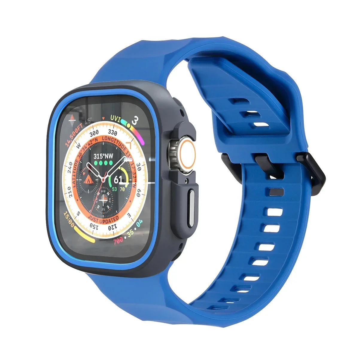 Silicone Sport Band & Case for Apple Watch Ultra 2/9/8/7/SE Watch Band & Case Qme Blue U 49mm Ultra 1 2