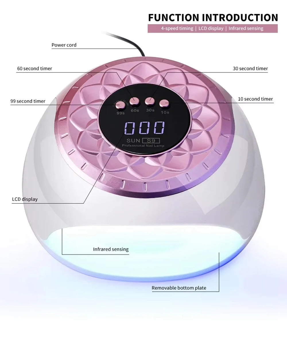 268W UV LED Nail Lamp – 57-Bead Gel Polish Dryer | Salon Use UV LED Nail Lamp Qst