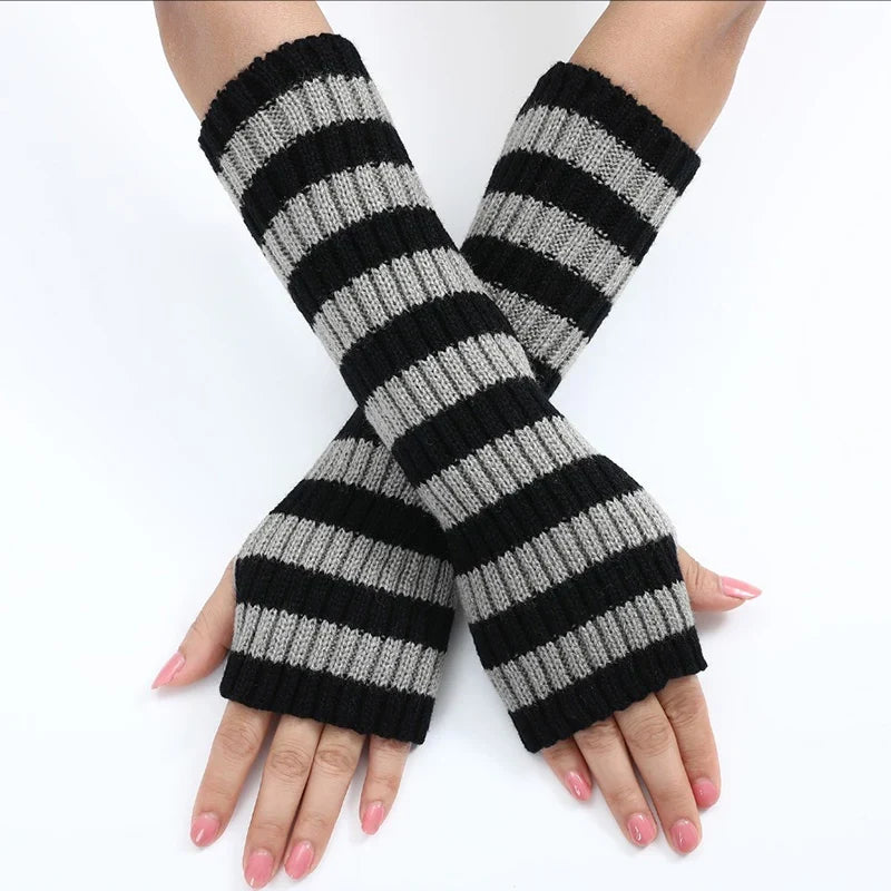 Women's Long Fingerless Gloves Lolita Kawaii Cosplay Mittens Fingerless Arm Warmers Qme C-2 length-31cm