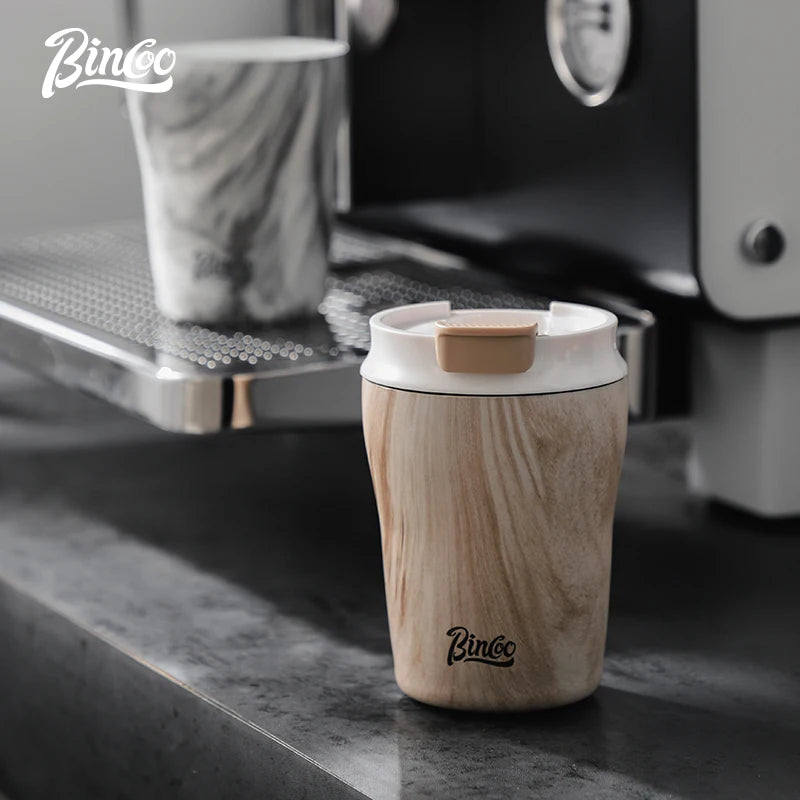 Bincoo Wood Grain Insulated Travel Coffee Cup 280/500ml Insulated Travel Mug Qst