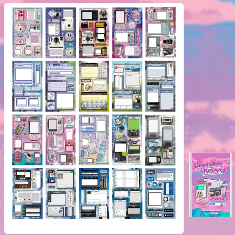 Y2K Retro Digital Sticky Note Sticker Book | Millennium Style Sticky Note Sticker Book Qme A