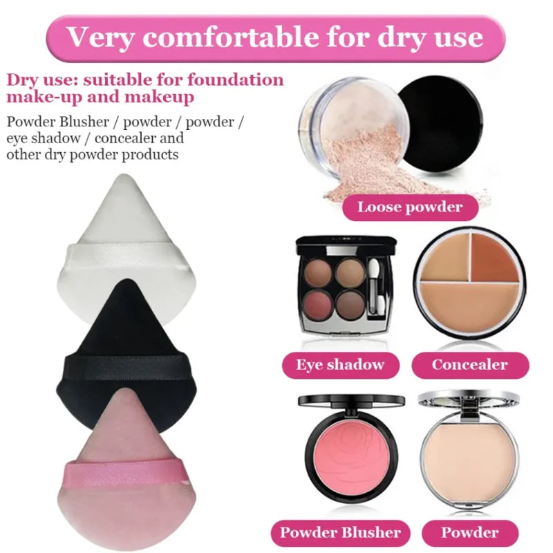 Velvet Triangle Powder Puffs 6-Pack – Soft Makeup Sponge Makeup Powder Puff Qme