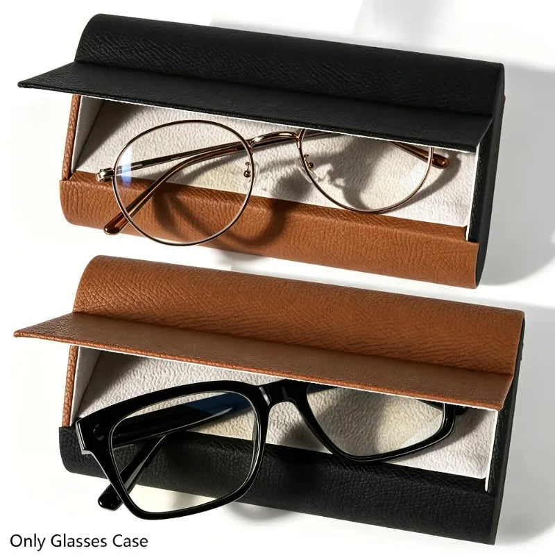 Double Layer Faux Leather Glasses Case | Magnetic Closure Eyewear Case Qme