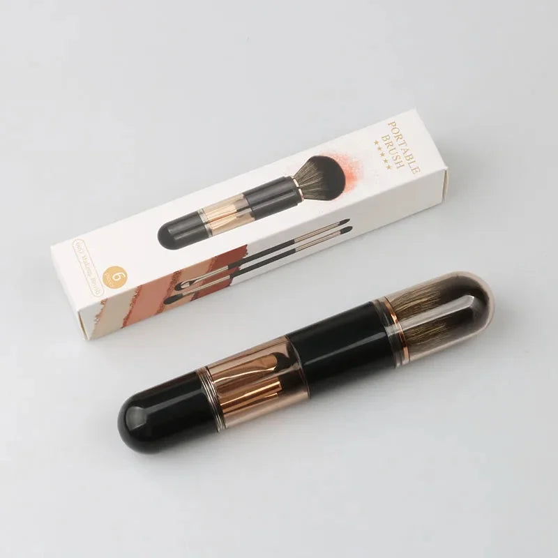 6-in-1 Double Sided Retractable Travel Makeup Brush | Qme Travel Makeup Brush Qme