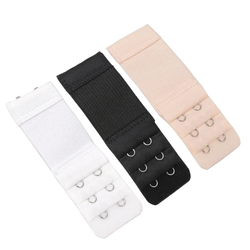 Women's Elastic Bra Extenders – 3-Row Hook, 4 Colors Bra Extender Qme MULTI one size