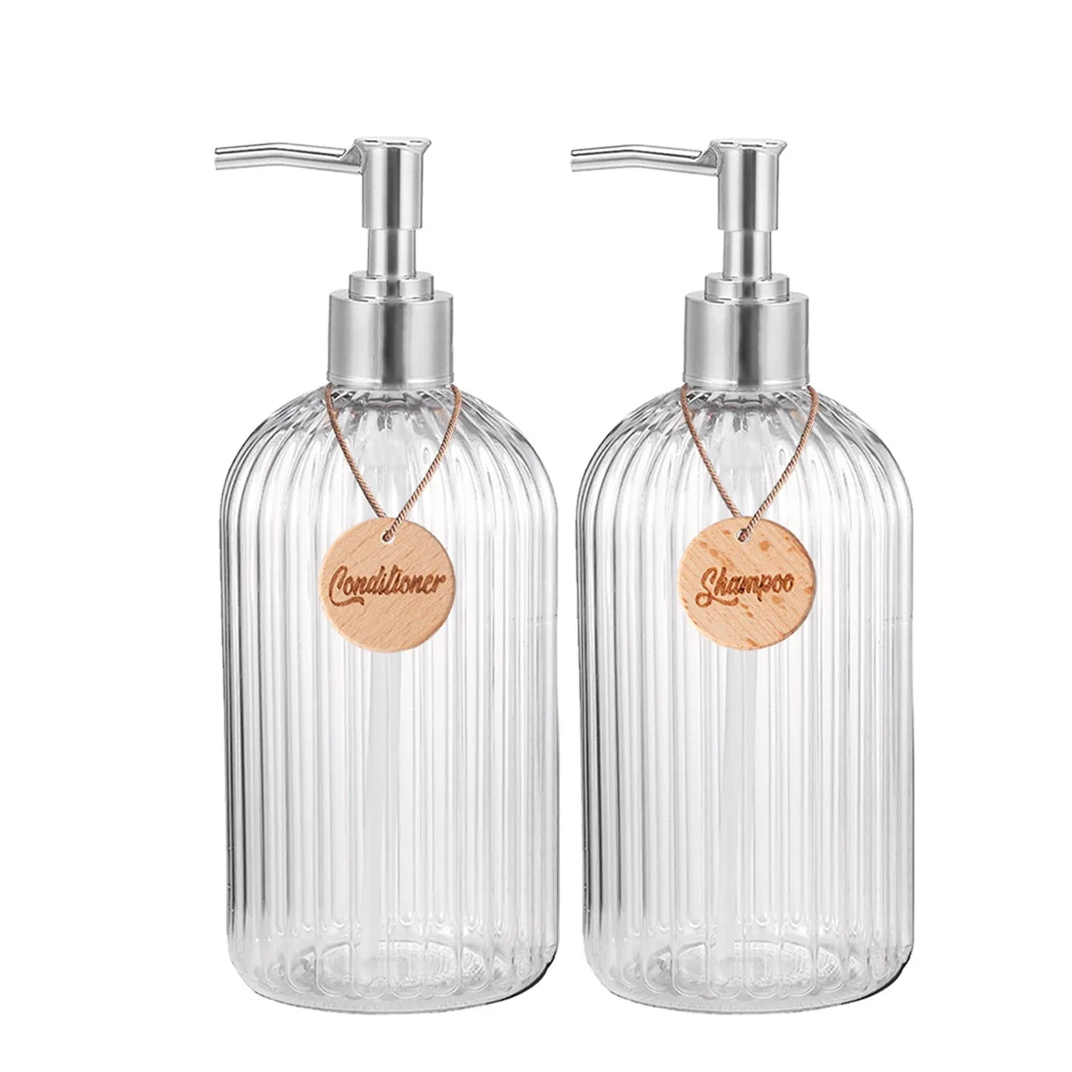 Modern 3-Bottle Refillable Shower Dispenser Set – 500ml Shower Dispenser Set Qme set of 2-B