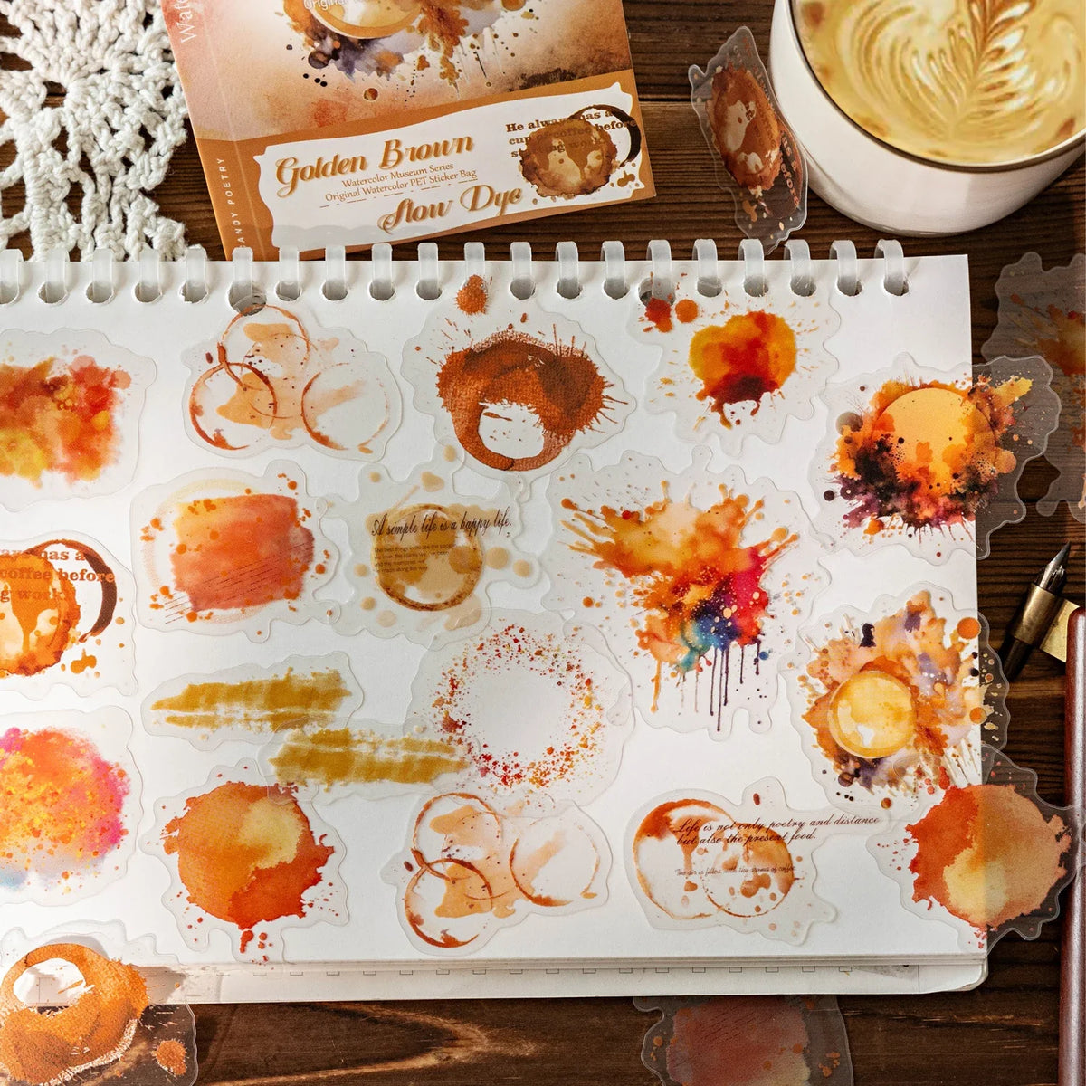 Watercolor Trace Pattern PET Stickers | DIY Journal & Craft Decorative Craft Stickers Qme A1