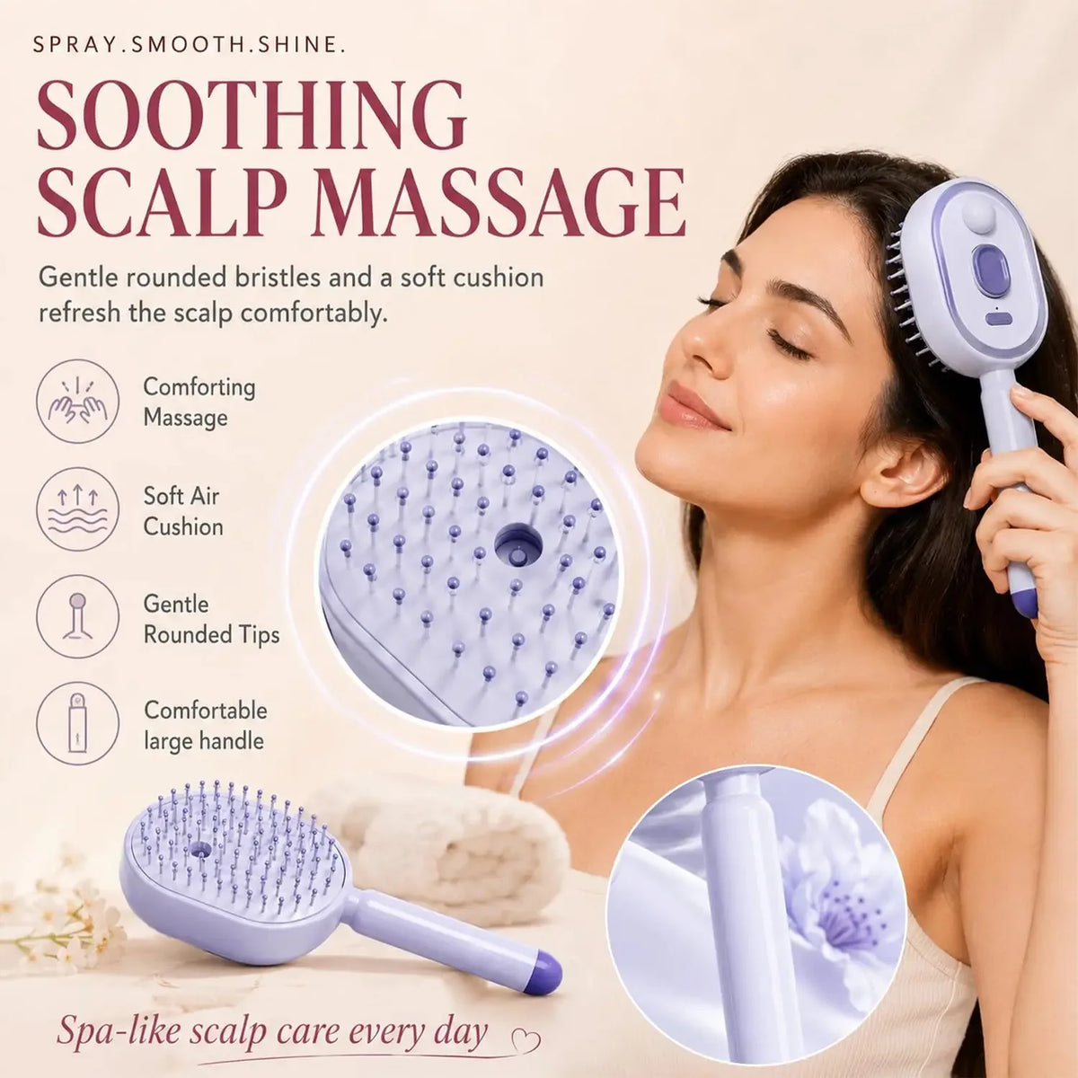 Vilnason Electric Steam Hair Straightener Brush | USB-C Steam Hair Brush Qst