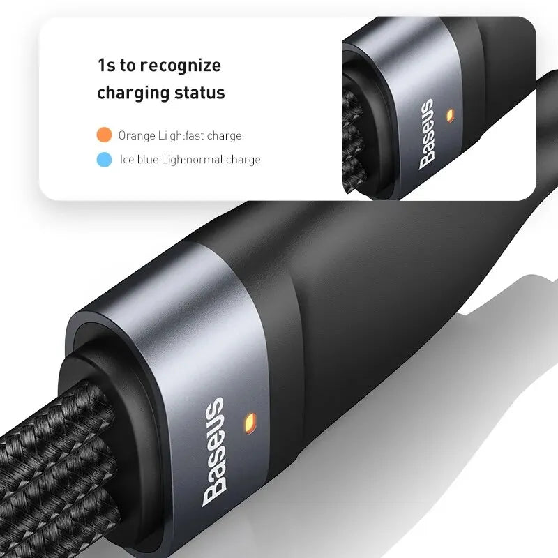 Baseus 3-in-1 USB-C Cable 100W for iPhone Samsung MacBook USB Charging Cable Qst