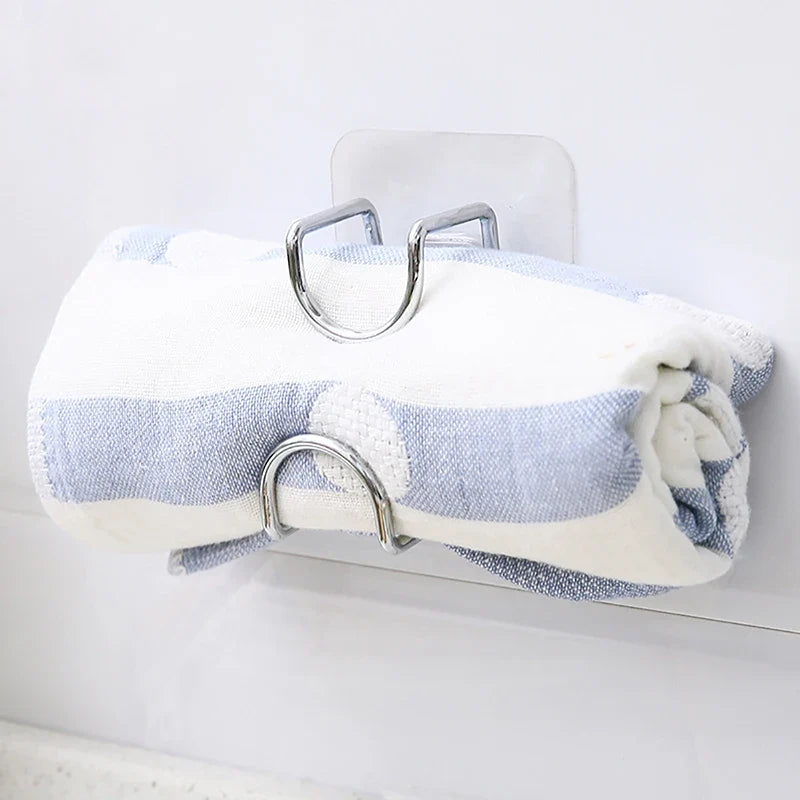 Adhesive Wall Mount Hook Rack – Punch-Free Stainless Steel Wall Hook Organizer Qme