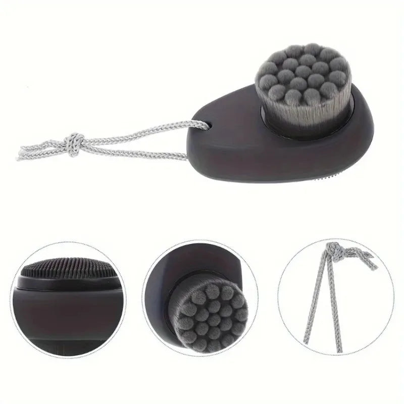 Double-Sided Facial Cleansing Brush | Nylon & Silicone Head Facial Cleansing Brush Qme