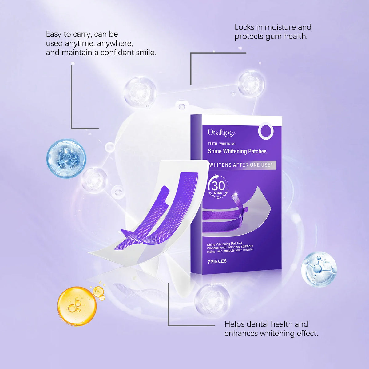 Oralhoe Teeth Whitening Strips – Natural Gel, 7/14/21 Pcs Teeth Whitening Strips Qst