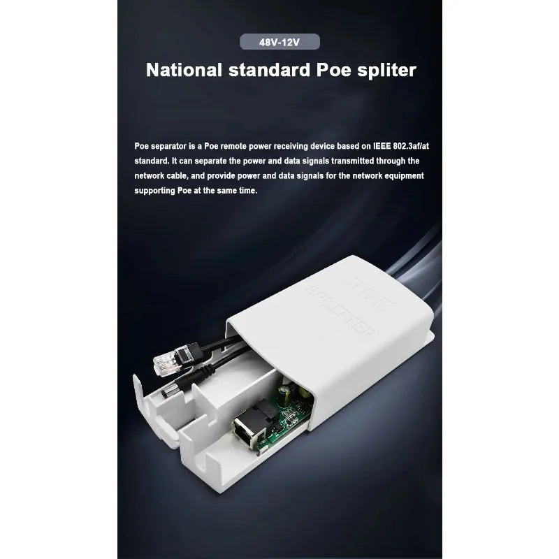 PoE Splitter 48V to 12V 2A – Outdoor IP Camera & Wireless AP PoE Power Splitter Qme