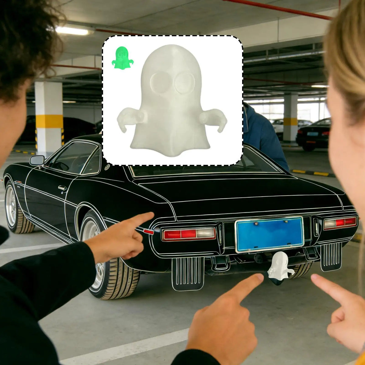 Glow in the Dark Ghost Trailer Hitch Cover | 3D Printed Plug Trailer Hitch Cover Qme