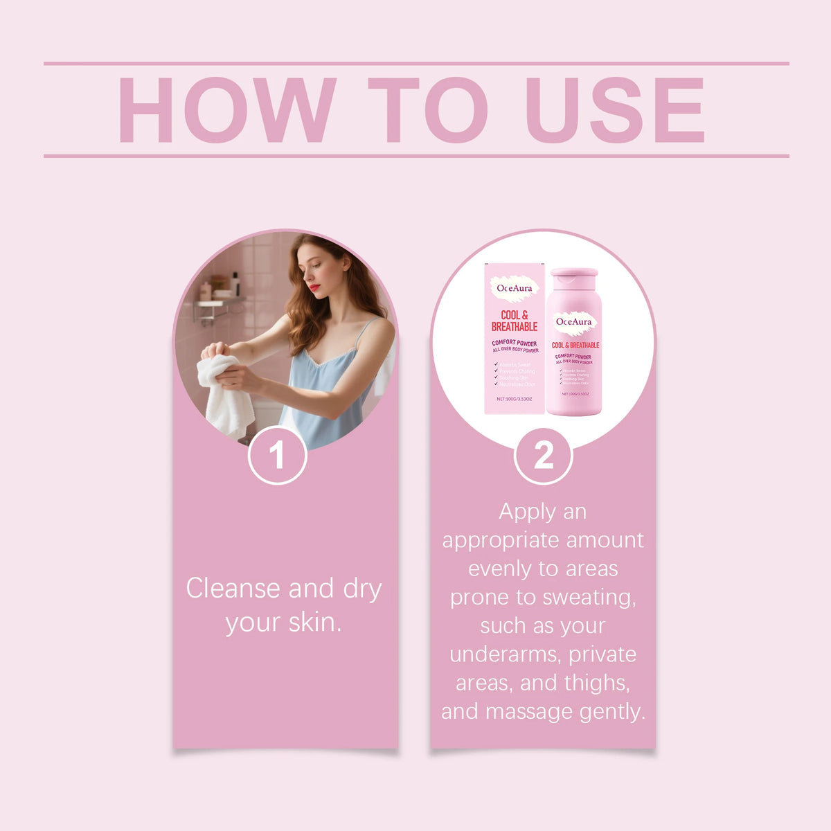 OceAura Dry Body Powder 100g – Smooth, Fresh & Non-Sticky Body Powder Qst