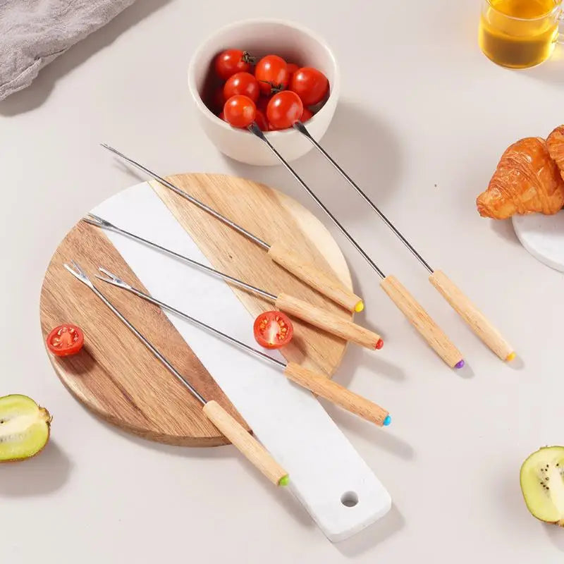 6-Piece Reusable Fondue Forks – BBQ, Grilling & Dipping Set Fondue Fork Set Qme