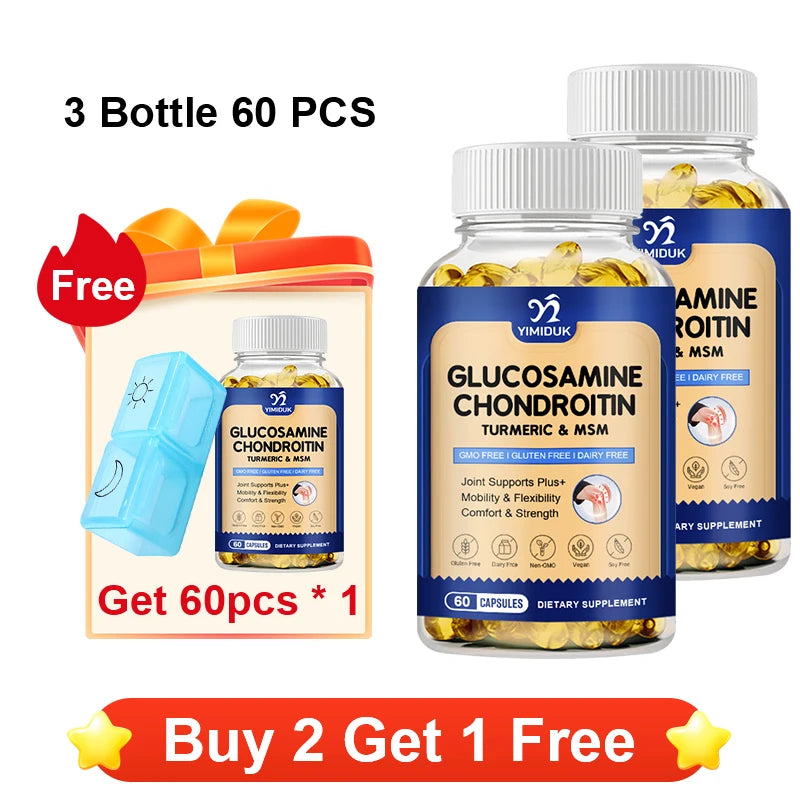 YIMIDUK Glucosamine Chondroitin MSM Supplement | Joint Mobility Joint Supplement Qst 3 x 60pcs Improve