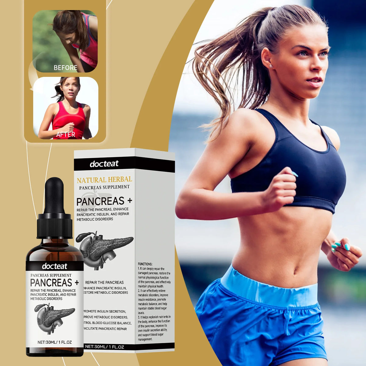 DOCTEAT Pancreas Support Supplement – Boost Vitality Daily Dietary Supplement Qst