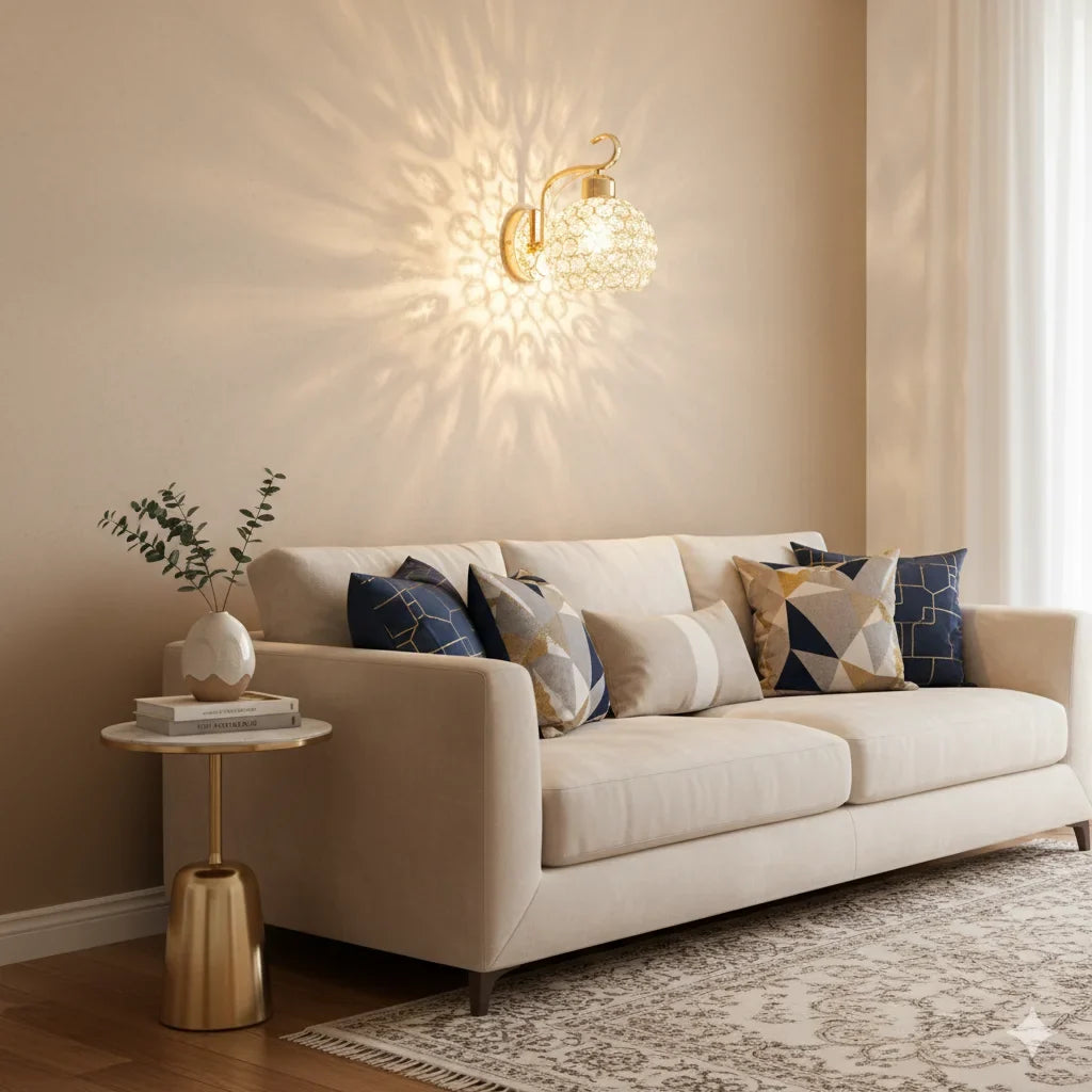 Crystal LED Wall Lamp – Modern Minimalist Bedroom Light LED Wall Sconce Qme
