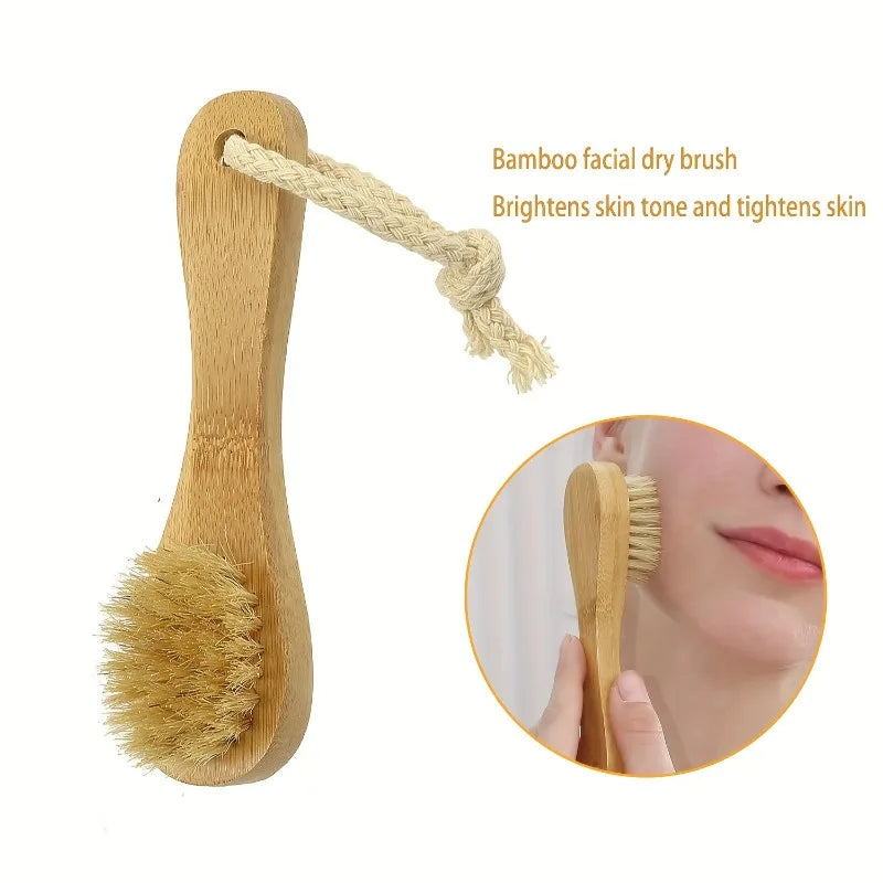 Natural Boar Bristle Dry Body Brush with Bamboo Handle Dry Body Brush Qme
