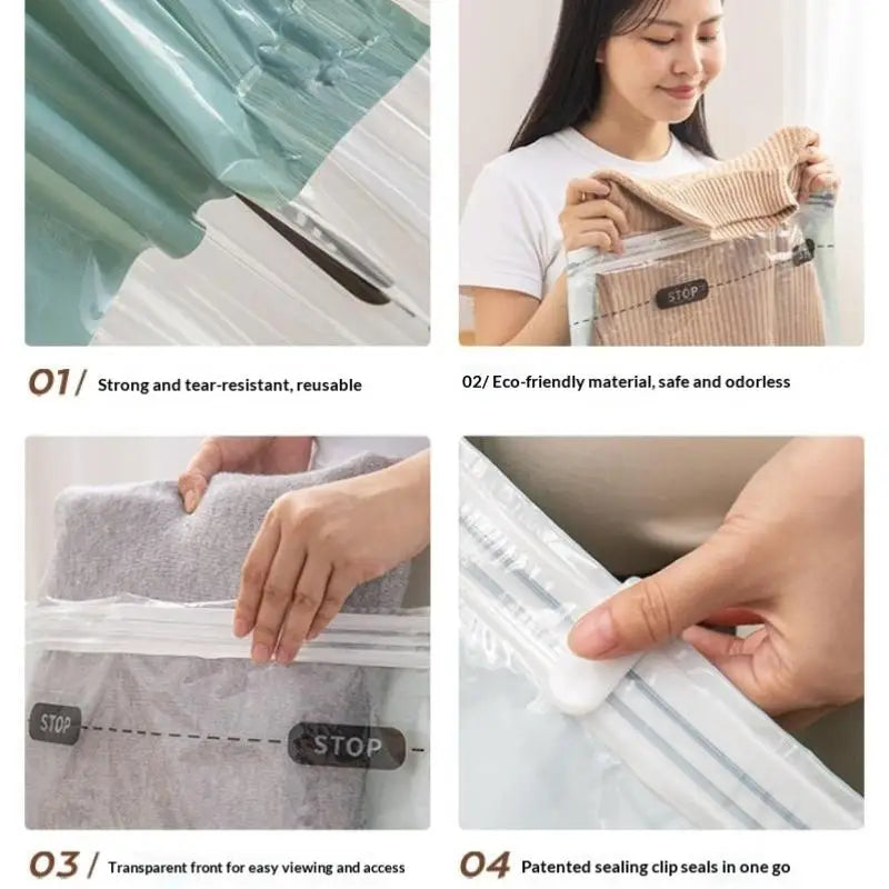 No-Pump Vacuum Compression Storage Bags – Extra Large Vacuum Storage Bags Qme