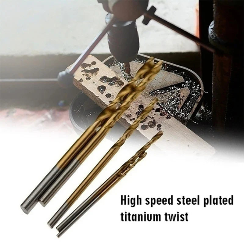50-Piece Titanium Coated HSS Drill Bit Set – Wood & Metal HSS Drill Bit Set Qme