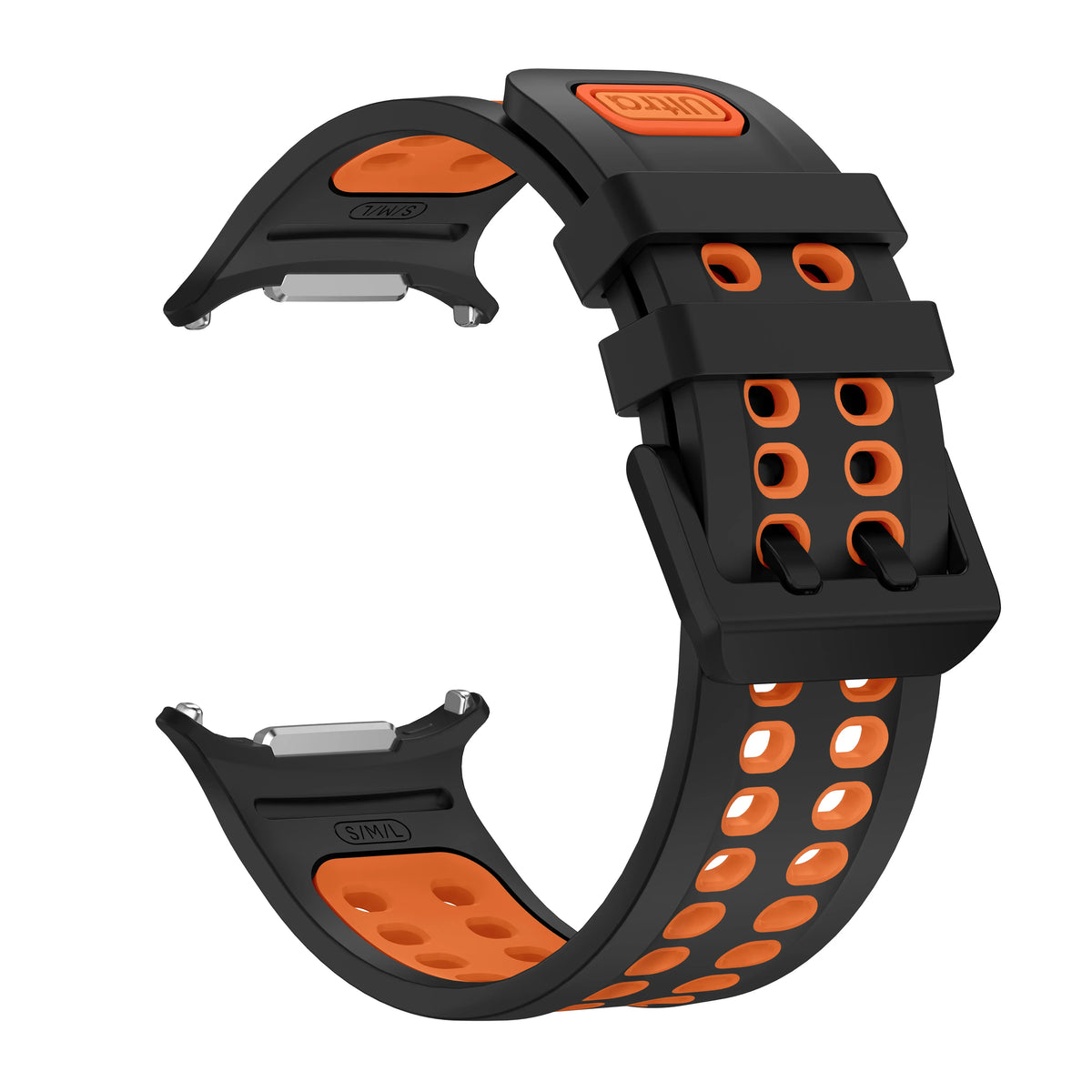 Silicone Sport Band for Samsung Galaxy Watch Ultra 2 – 11 Colors Silicone Watch Band Qme Black Orange-B Galaxy watch Ultra